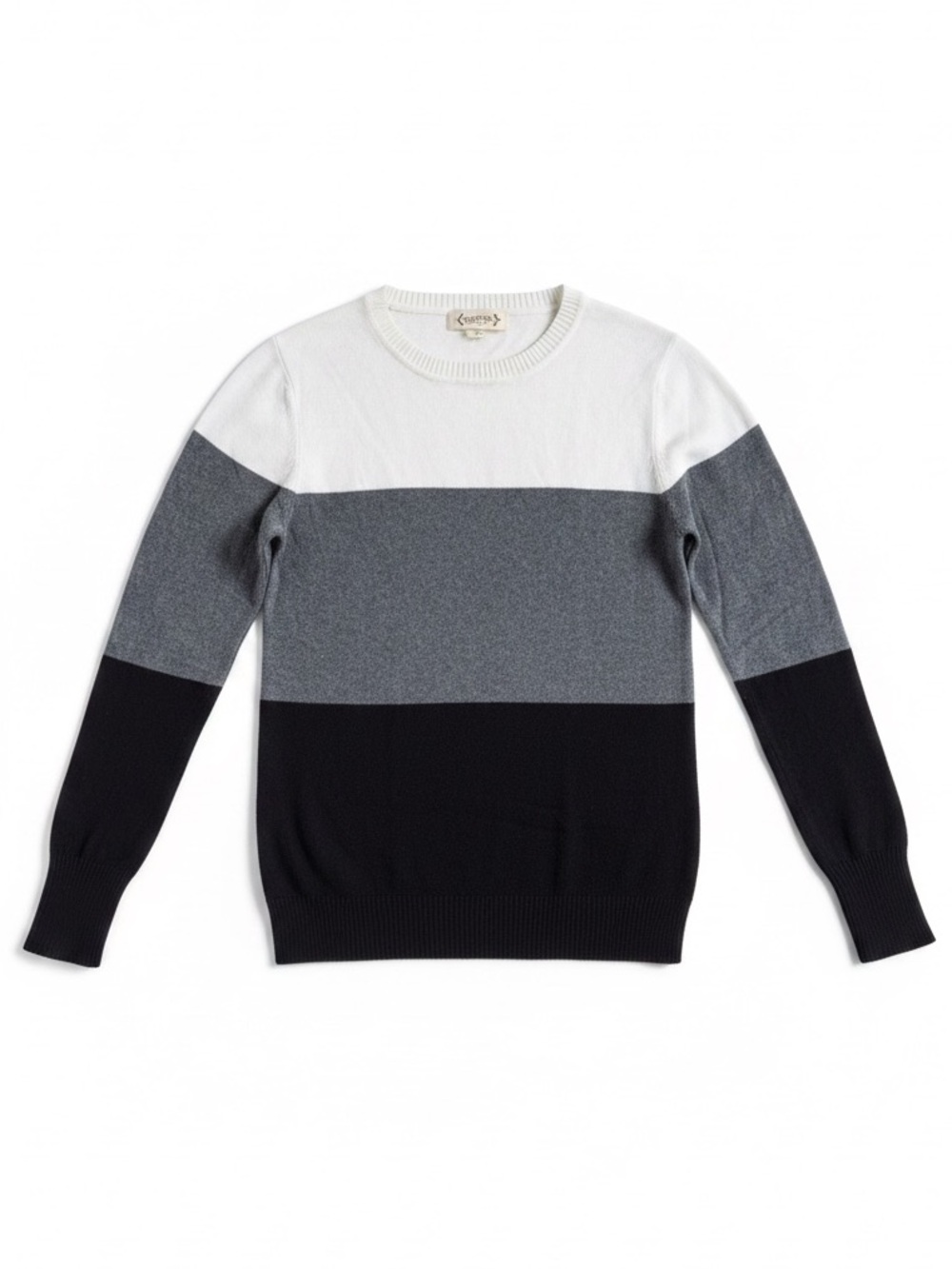 Nanette Lepore 100% Cashmere Colorblock Sweater Black Gray White Small